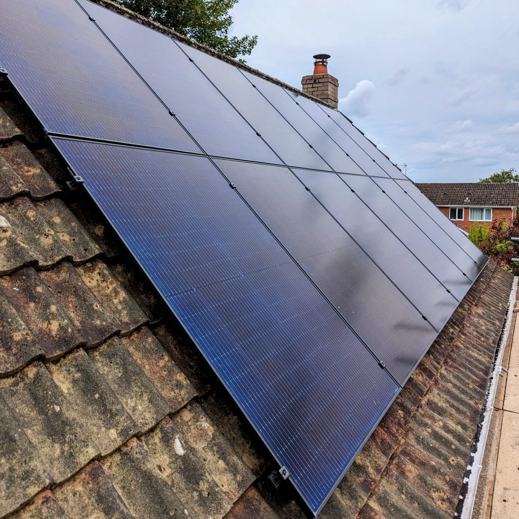 Solar panels on a pitched roof